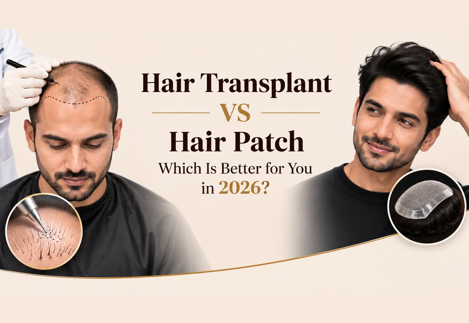 Hair transplant and hair patch comparison